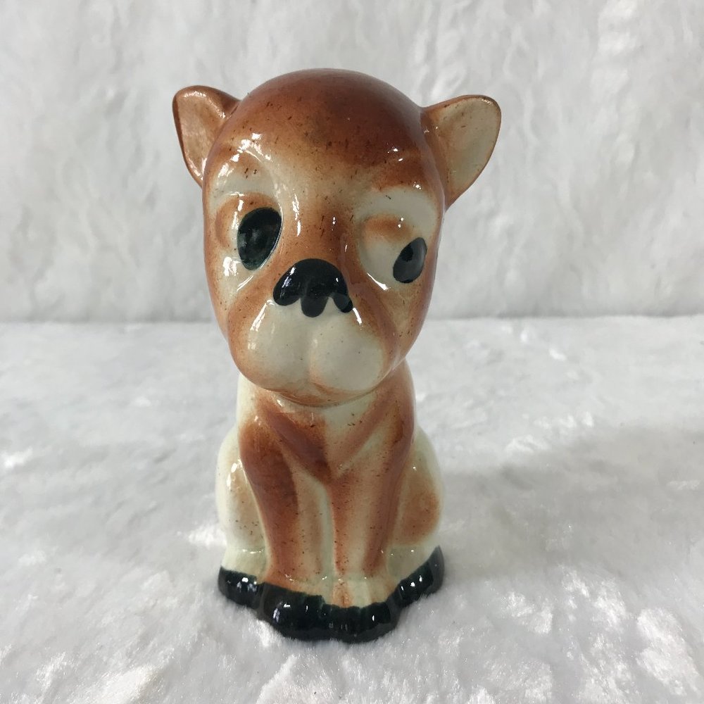 Vintage Ceramic Painted Dog Puppy Statue Big curious eyes - Picture 1 of 7